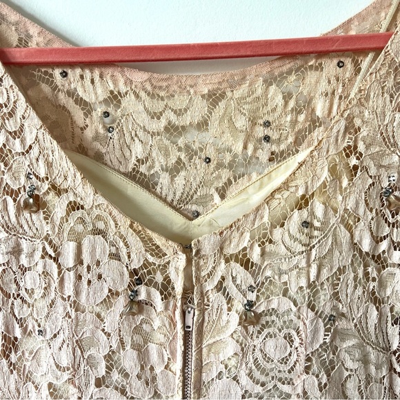 Vintage 50s Lace Gown, David Hart, Rhinestone Shell Embellishment, Small - Picture 10 of 14